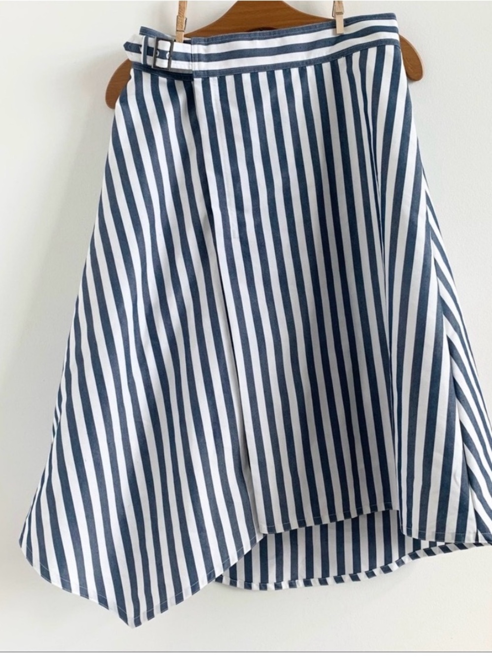 Maeve Striped Navy and White A-Line Skirt